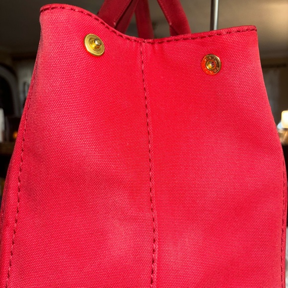 Prada Red Canapa Large Tote Bag - Picture 5 of 13